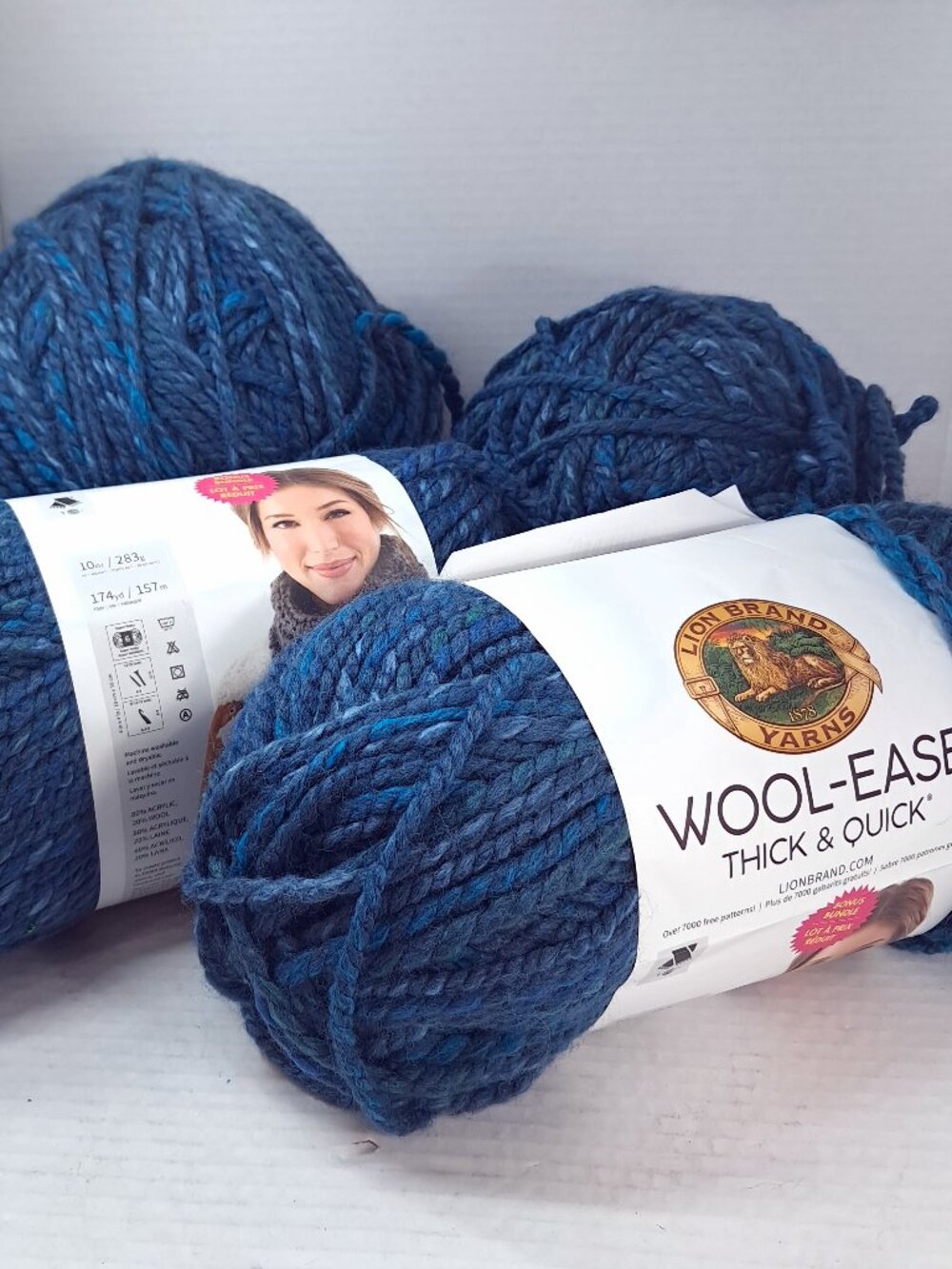 Lion Brand Wool Ease Thick & Quick Yarn Dusk #545 dark navy blue variegated SET